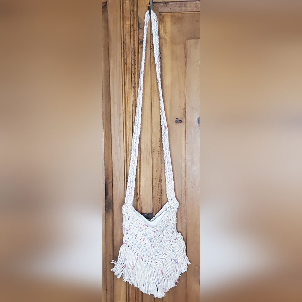 Handcrafted White Fringe Shoulder Bag